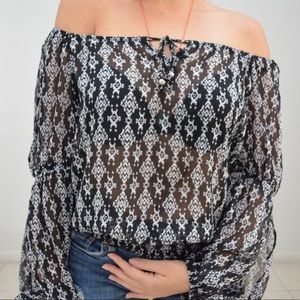 Black and white sheer top